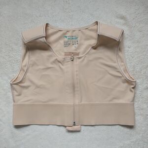 Marena Recovery Bra L Beige Compression Adjustable Zip Front Post Surgery